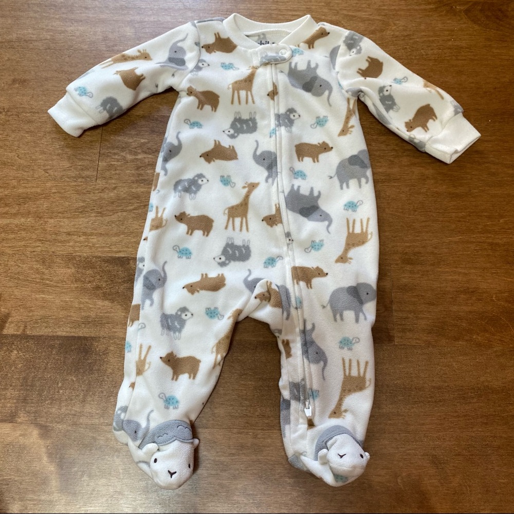 Zoo animal footie pajamas with long sleeves Child of Mine 0-3 m